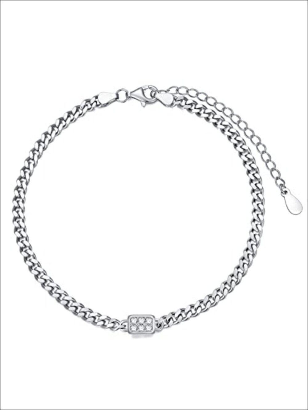 Sterling Silver Diamond Station Bracelet 14k White Gold Plated Adjustable